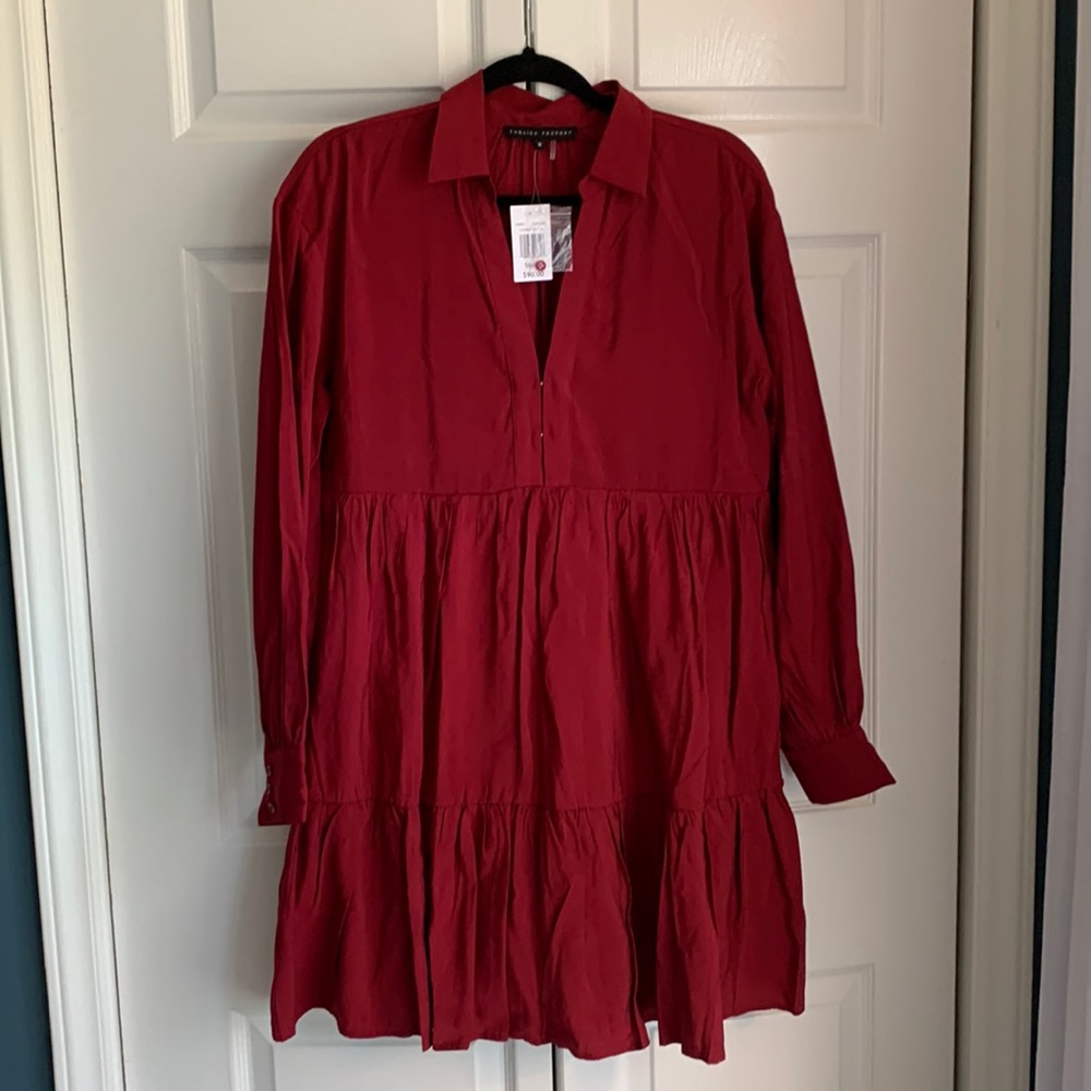 English Factory Burgundy Dress - Size M NWT